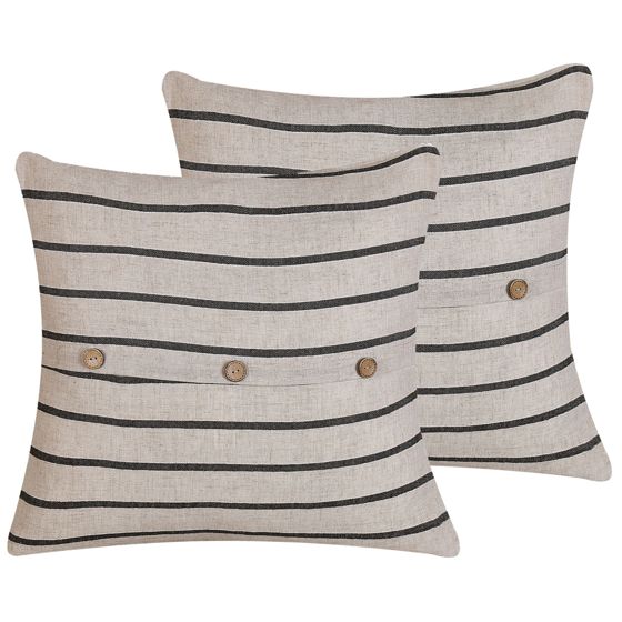 Koristetyynysetti 2 kpl CYNARA 43 x 43 cm Puuvilla Beige Raitakuvio