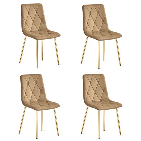 LIBRA-tuoli, ruskea sametti, kultaiset jalat (4 kpl)