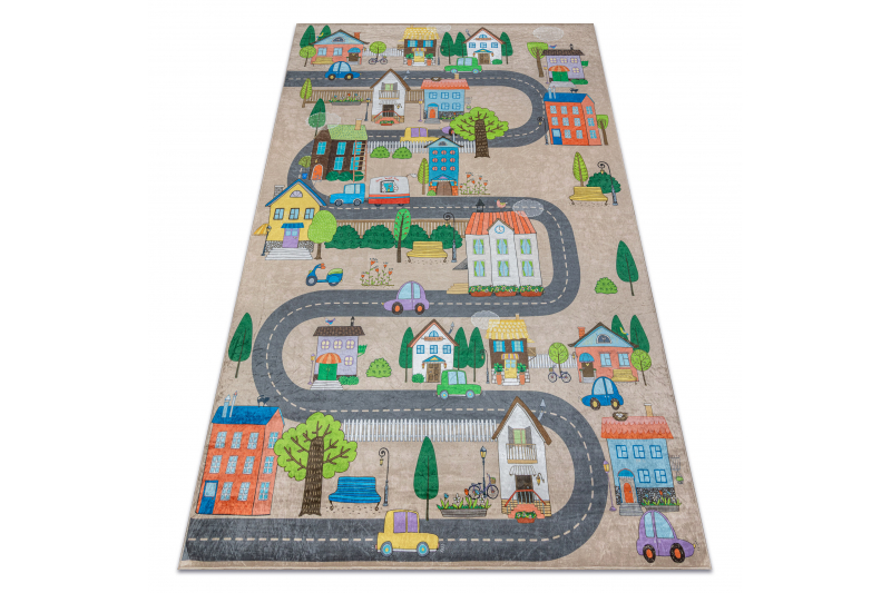 BAMBINO 34600 matto Kaupunki, kadut lapsille liukumaton - beige / harmaa 160x220 cm
