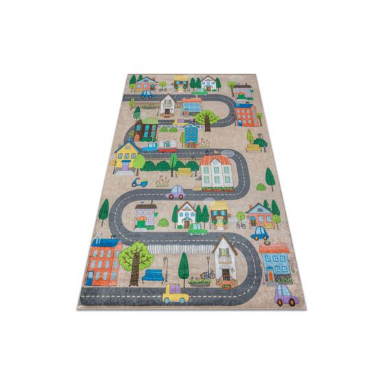 BAMBINO 34600 matto Kaupunki, kadut lapsille liukumaton - beige / harmaa 160x220 cm