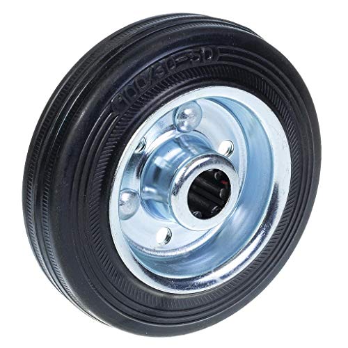 100mm pyörä mustalla kumilla puristetun teräksen keskellä