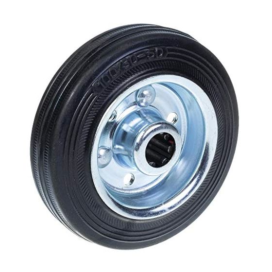 100mm pyörä mustalla kumilla puristetun teräksen keskellä