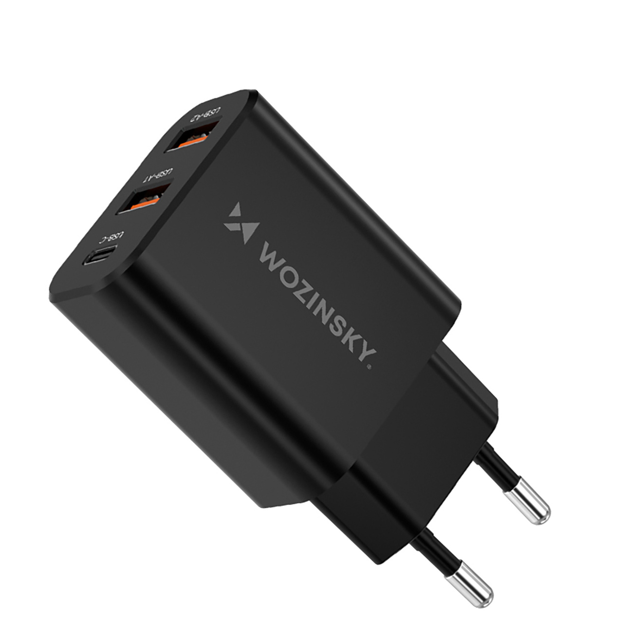 30W USB-C 2x USB-A -seinälaturi - musta