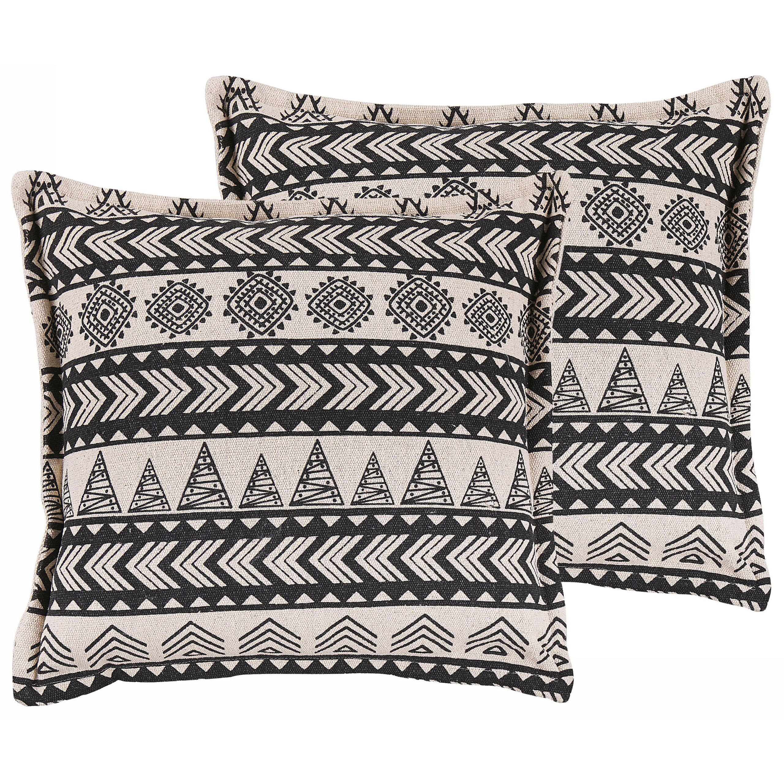 Koristetyynysetti 2 kpl HENTEPE 45 x 45 cm Puuvilla Musta Geometrinen kuvio