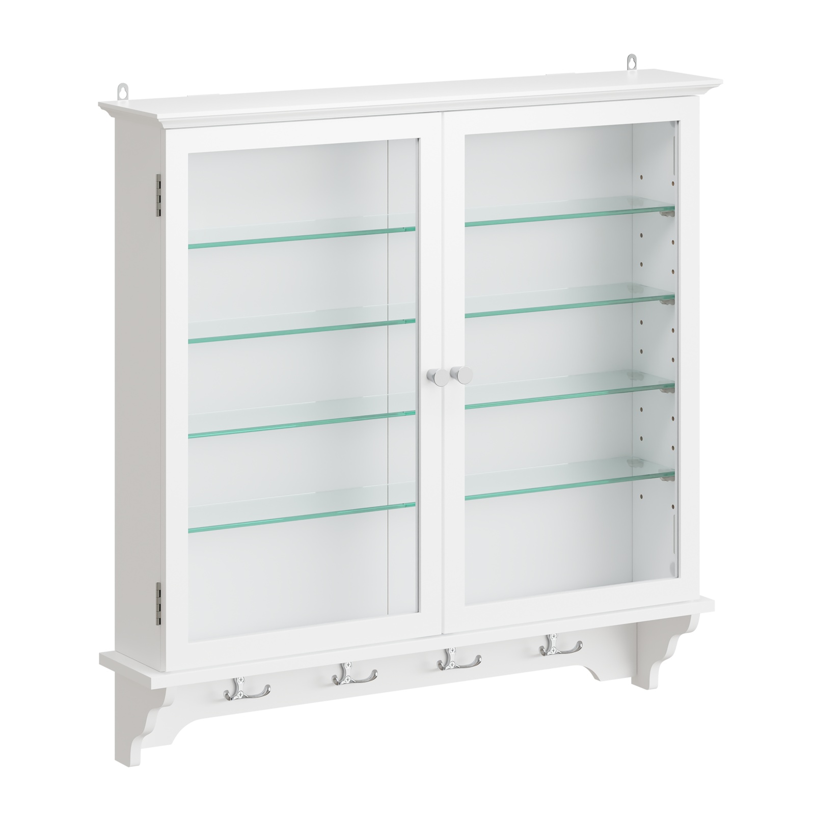 Seinäkaappi lasiovia ja säädettäviä hyllyjä valkoinen 68.0x13.5x68.5 cm FSB114-E-W