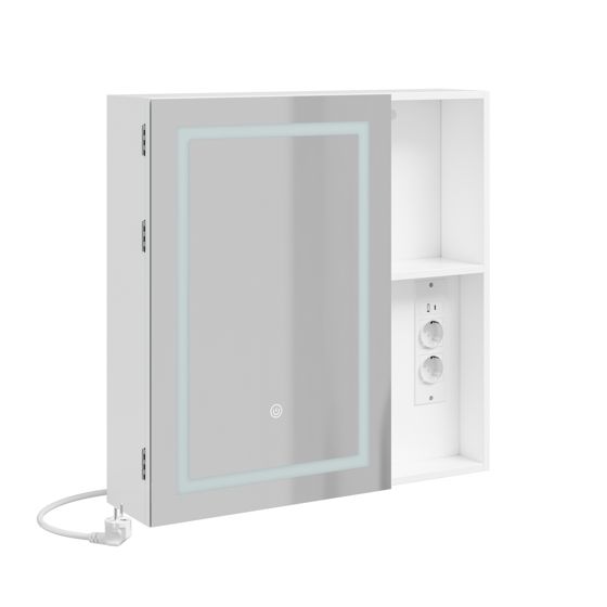 Seinäkaappi peilillä ja LED-valaistuksella valkoinen 60.0x15.5x60.0 cm BZR239-E-W
