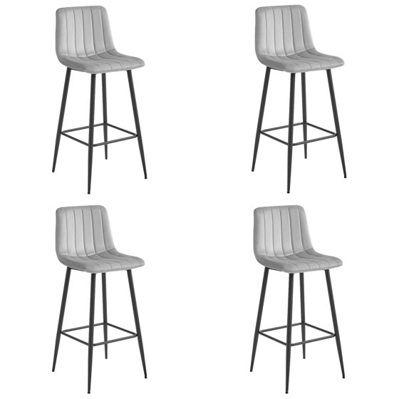 POZZA jakkara - hopeanharmaa sametti / mustat jalat x 4