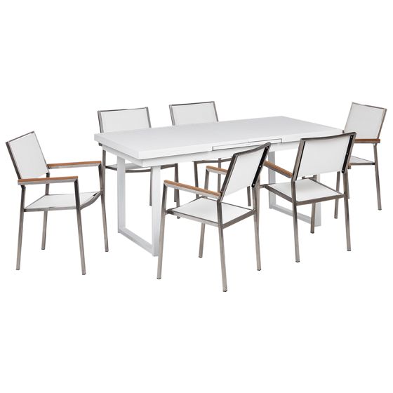 Ulkoruokailuryhmä 6-istuttava VALCANETTO/GROSSETO metalli Valkoinen