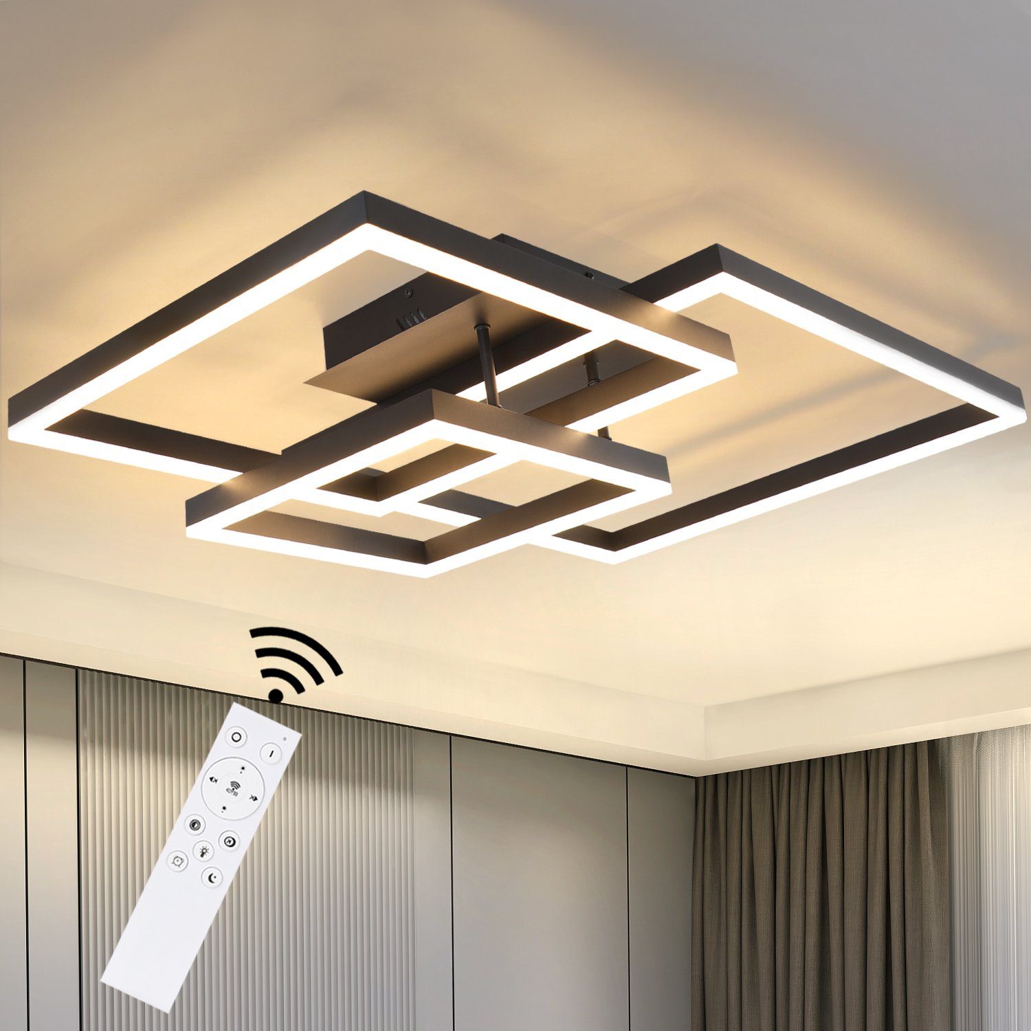 NETTLIFE LED-kattovalaisin kaukosäätimellä, musta, himmennettävä
