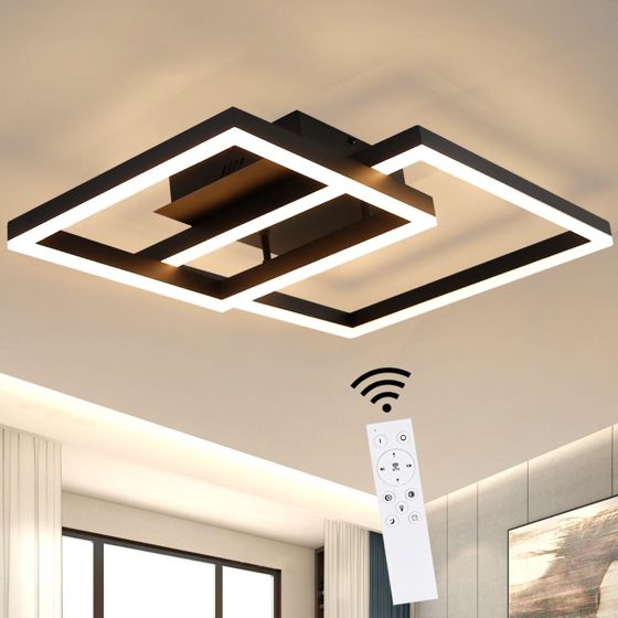 NETTLIFE LED - kattovalaisin, olohuoneen lamppu, musta makuuhuoneen, lamppu 50W, moderni himmennettäväKaukosäätimellä