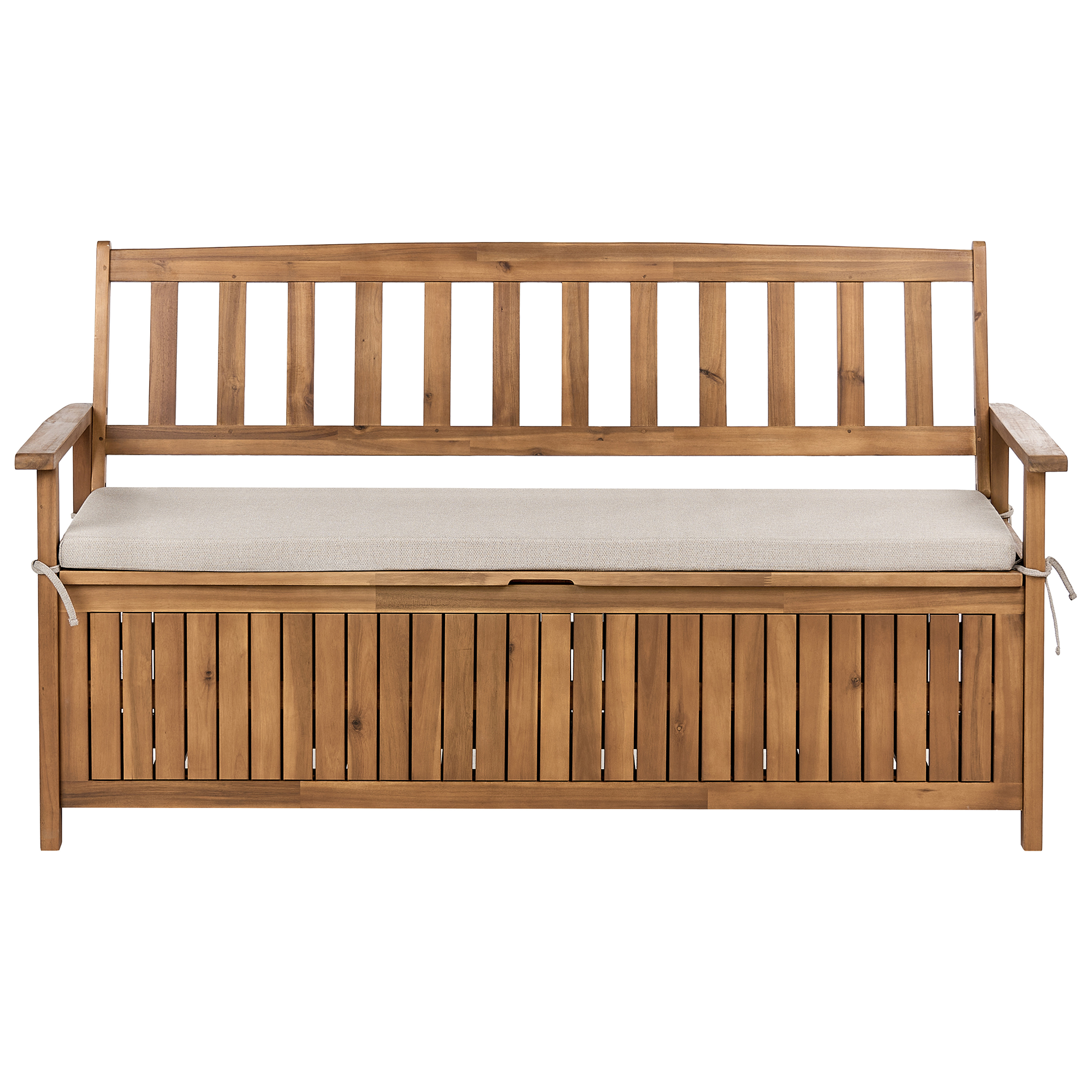 Puutarhapenkki pehmusteella SOVANA 160 cm säilytystila Akaasia Beige