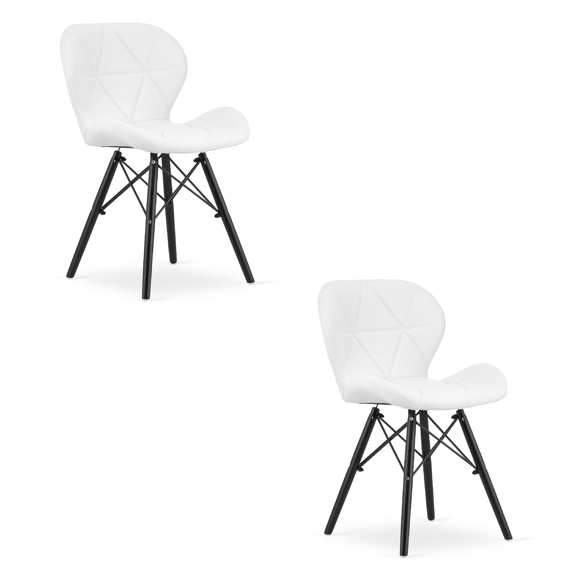 LAGO-tuoli, valkoinen keinonahka, mustat jalat (2 kpl)