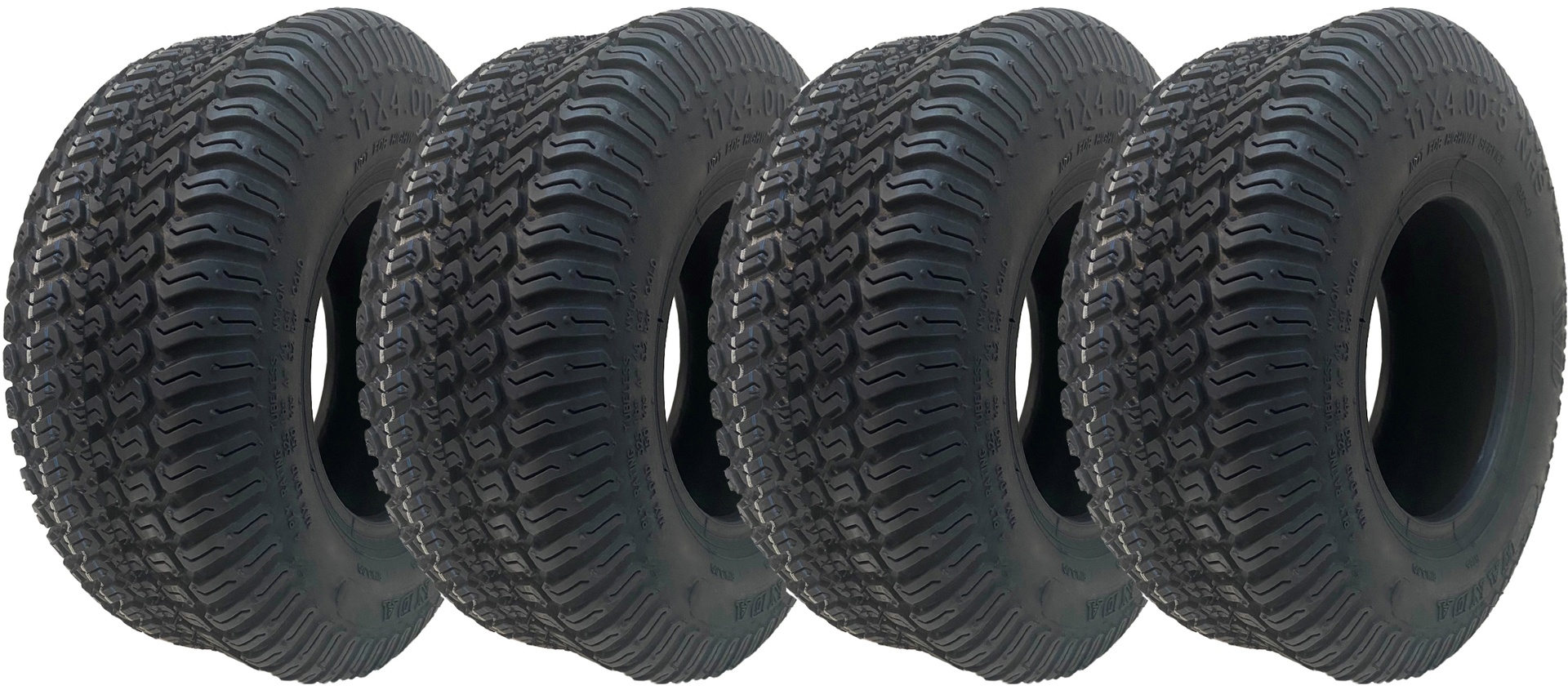 11x4.00-5 ruohonleikkurin monikäyttöiset nurmikkorenkaat, 4-kerroksiset, tubeless, Wanda P332 (4 kpl:n sarja)