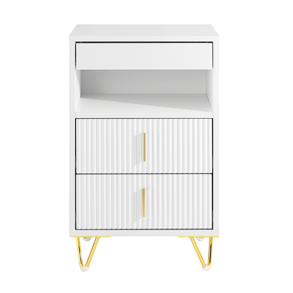 SoBuy Yöpöytä 3-laatikko valkoinen 404063 cm FBT168-W