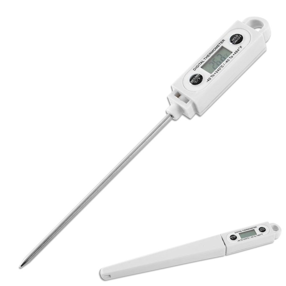 Elektroninen lihalämpömittari, jossa on 20 cm:n anturi