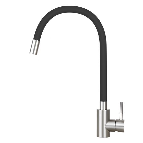 NETTLIFE - keittiöhana, yhdelläKahvalla, musta, ruostumattomasta teräksestä, sekoitushana, 360°Kierto, joustava ja KääntyväKeittiöaltaalle