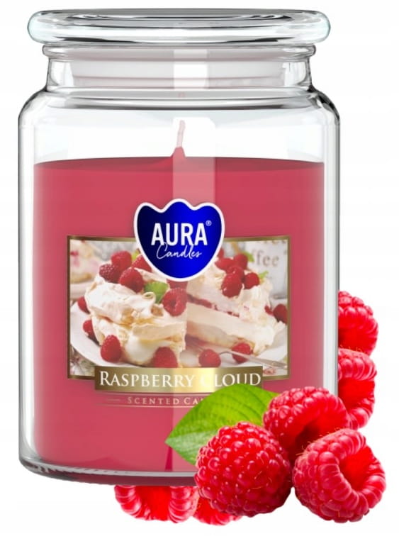 Raspberry Cloud tuoksukynttilä purkissa 14x9,8cm, paloaika jopa 100 tuntia