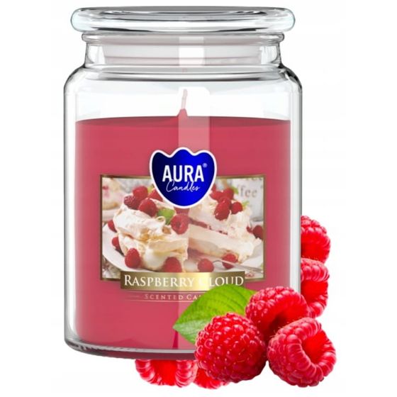 Raspberry Cloud tuoksukynttilä purkissa 14x9,8cm, paloaika jopa 100 tuntia