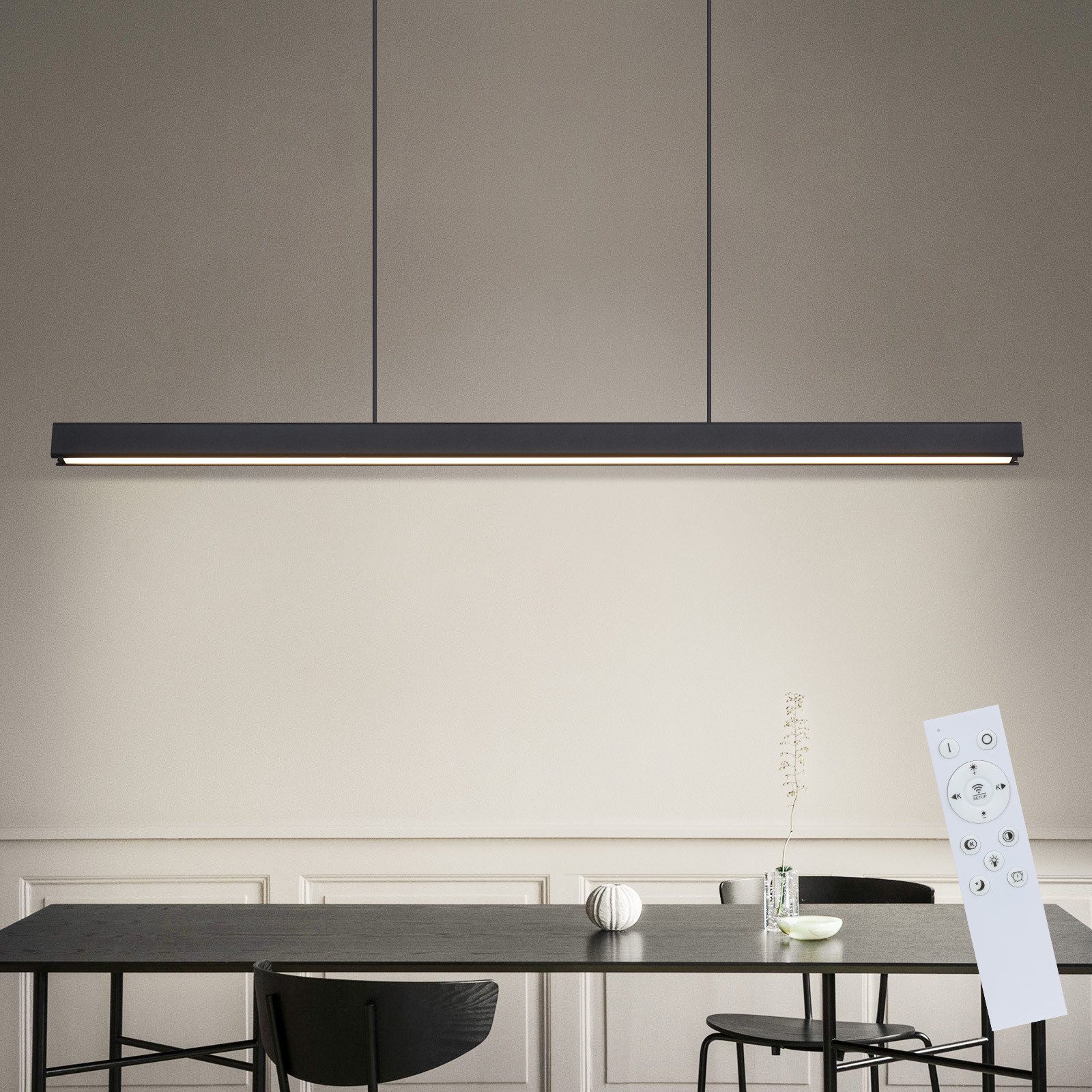 NETTLIFE LED-riippuvalaisin ruokailutilaan, himmennettävä, musta, moderni, 50W, 148, 5cm