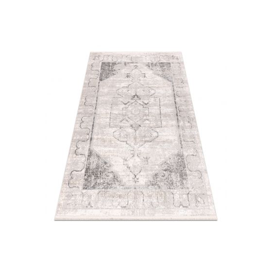 DISTIN 0107B harmaa / vaaleanharmaa / valkoinen moderni matto - Ornamentti, kehyskuviolla vintage, 120x170 cm