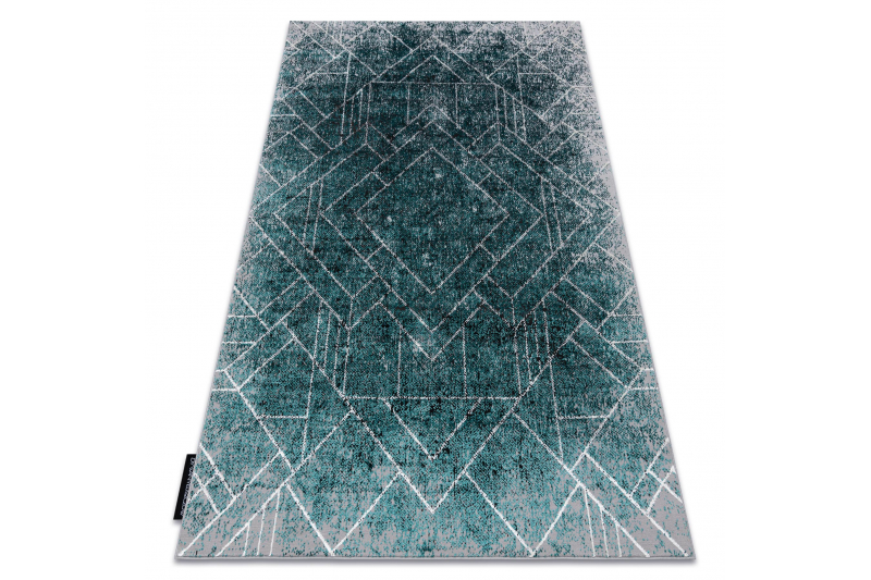 Matto DE LUXE moderni 626 Geometrinen, rombit - Rakenteellinen harmaa / vihreä 180x270 cm