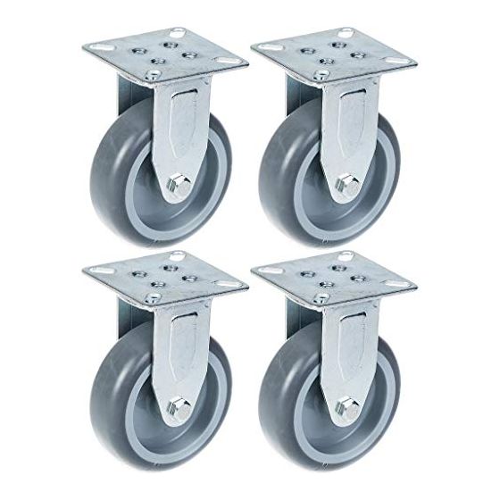 75mm 3" harmaa kumirengas, kiinteä, 240kg kantavuus, 4 kpl:n sarja.