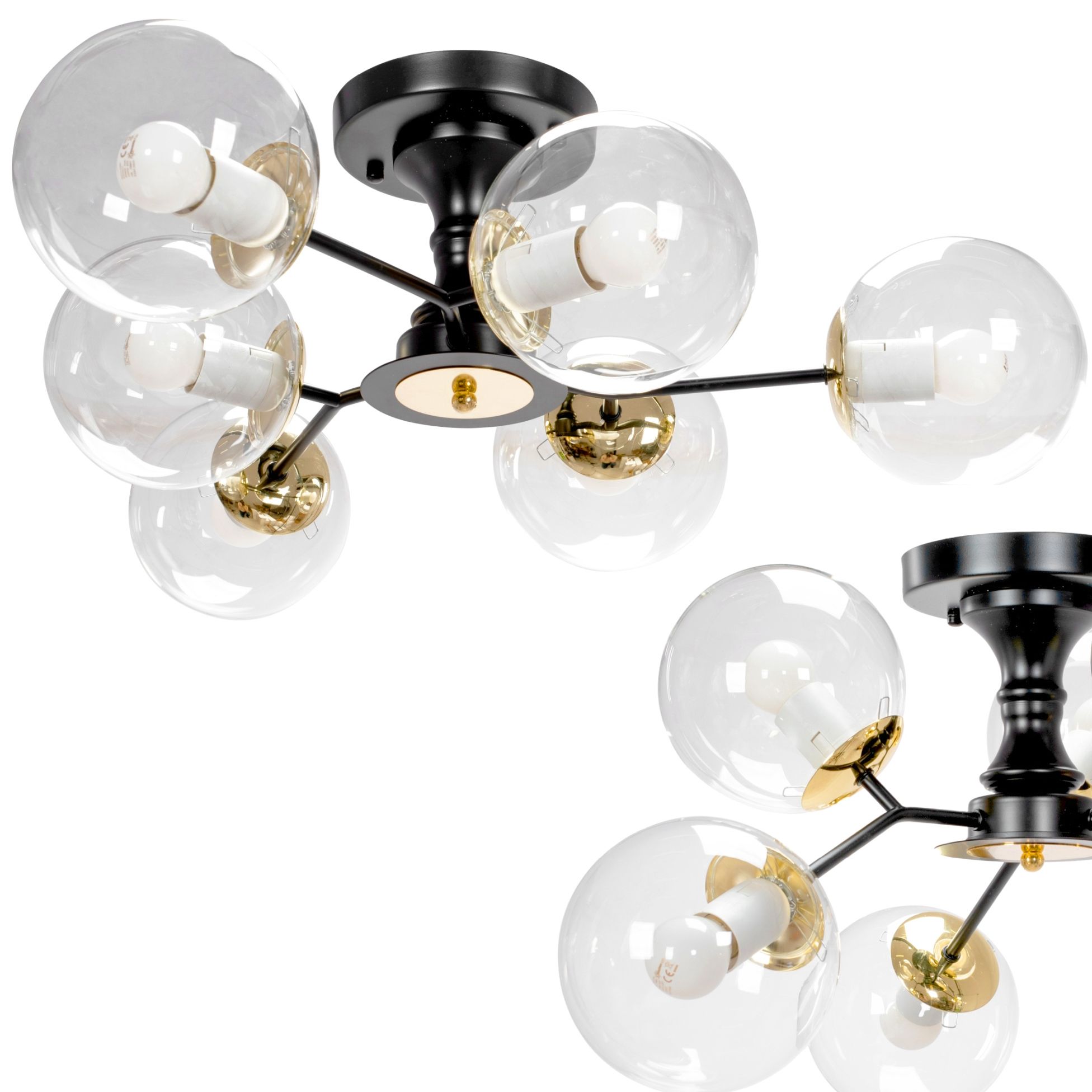 TOOLIGHT riippuvalaisin APP1134-6C Musta-kulta, 67x67x35cm