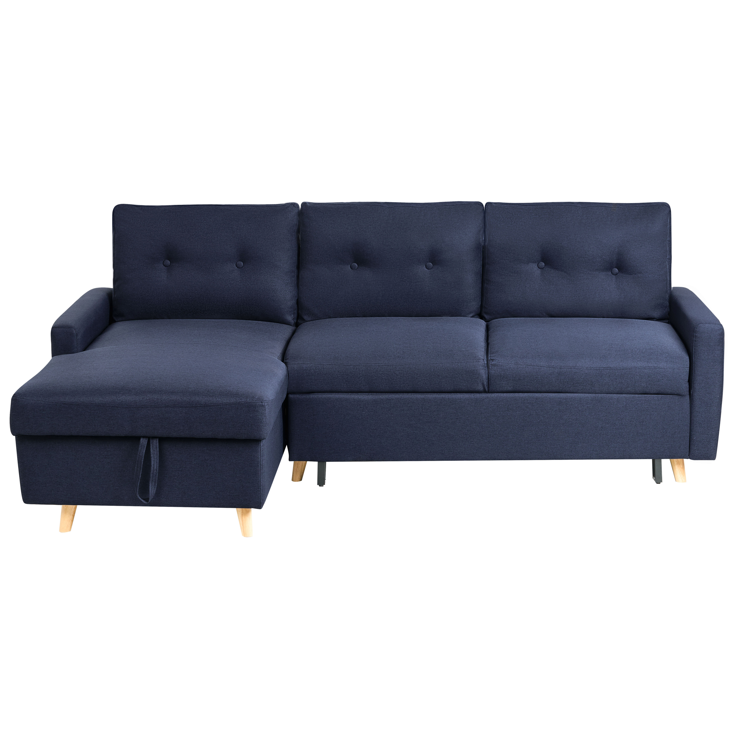 Kulmavuodesohva FLAKK kangas Laivastonsininen säilytystila 4-istuttava Oikea