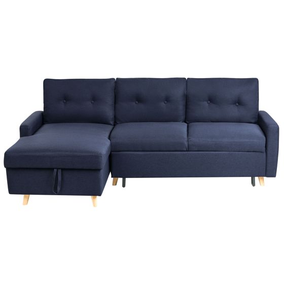 Kulmavuodesohva FLAKK kangas Laivastonsininen säilytystila 4-istuttava Oikea