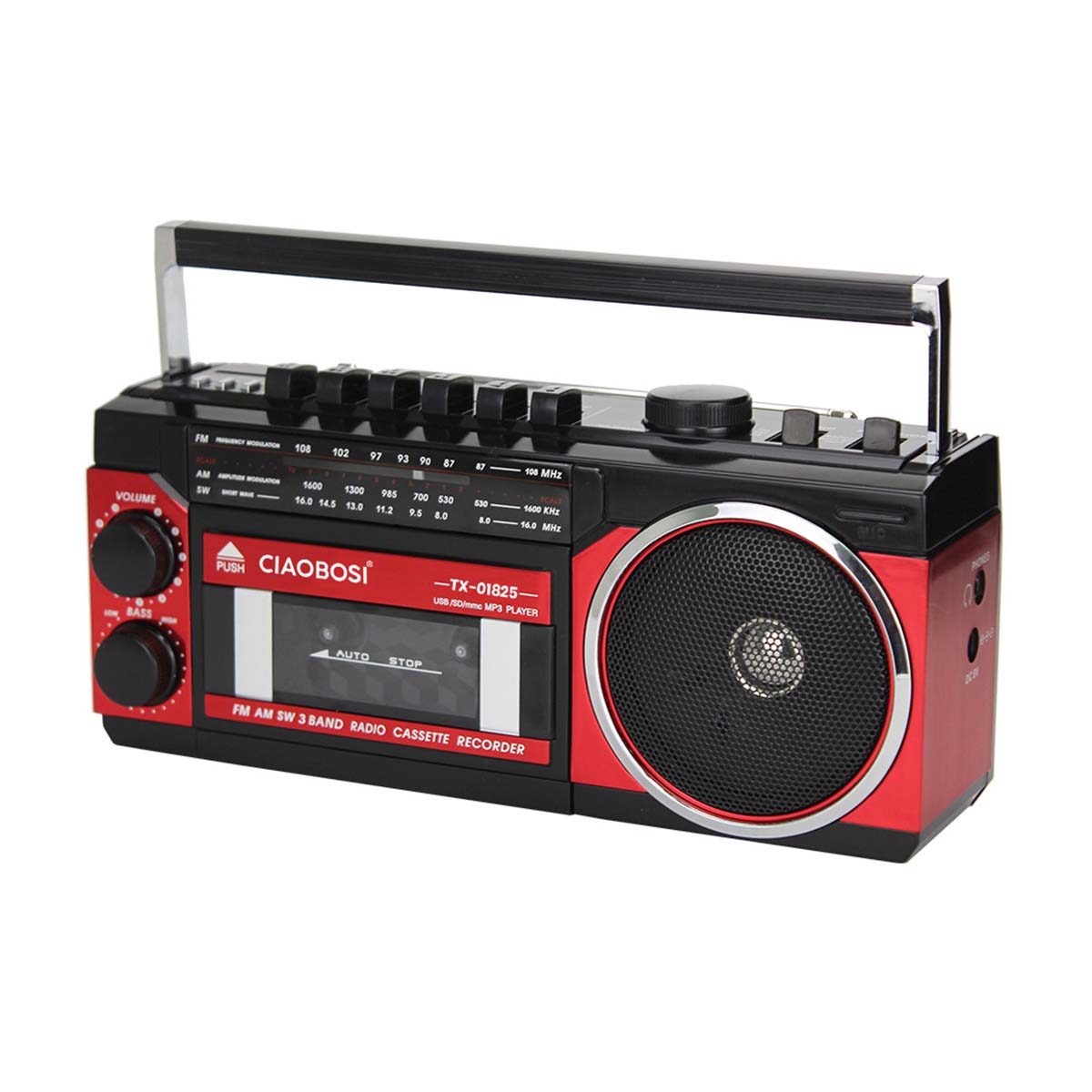 FM / AM / SW -radio, kasettisoitin ja Bluetooth, tukeva rannekoru