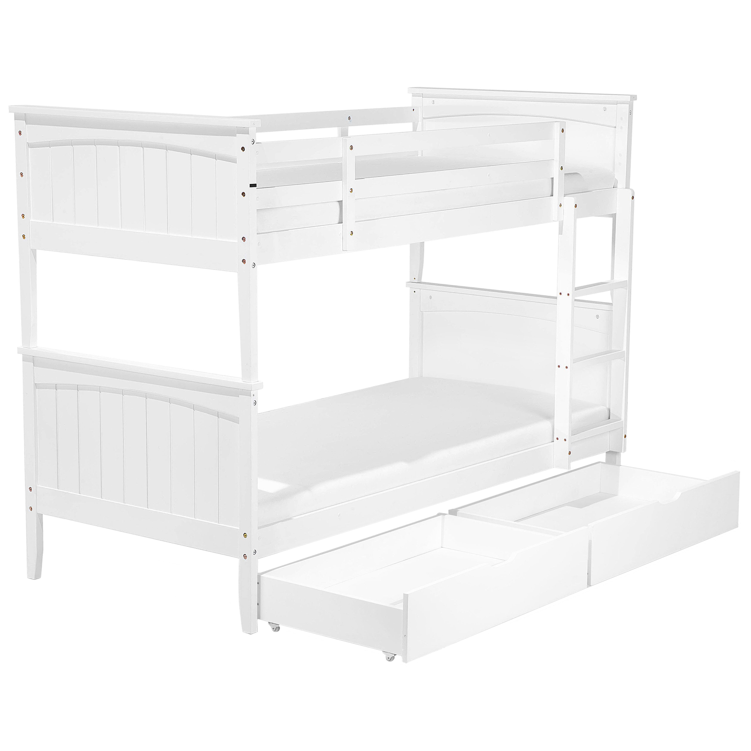 Kerrossänky laatikoilla mänty ALBON 90 x 200 cm Valkoinen