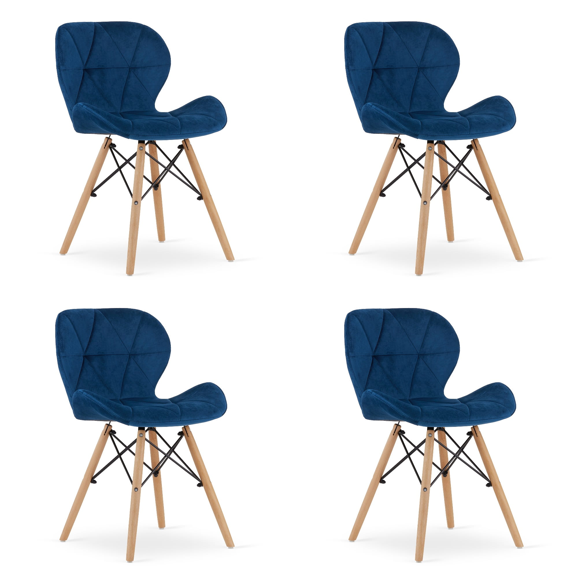 LAGO Samettinen tuoli - tummansininen x 4