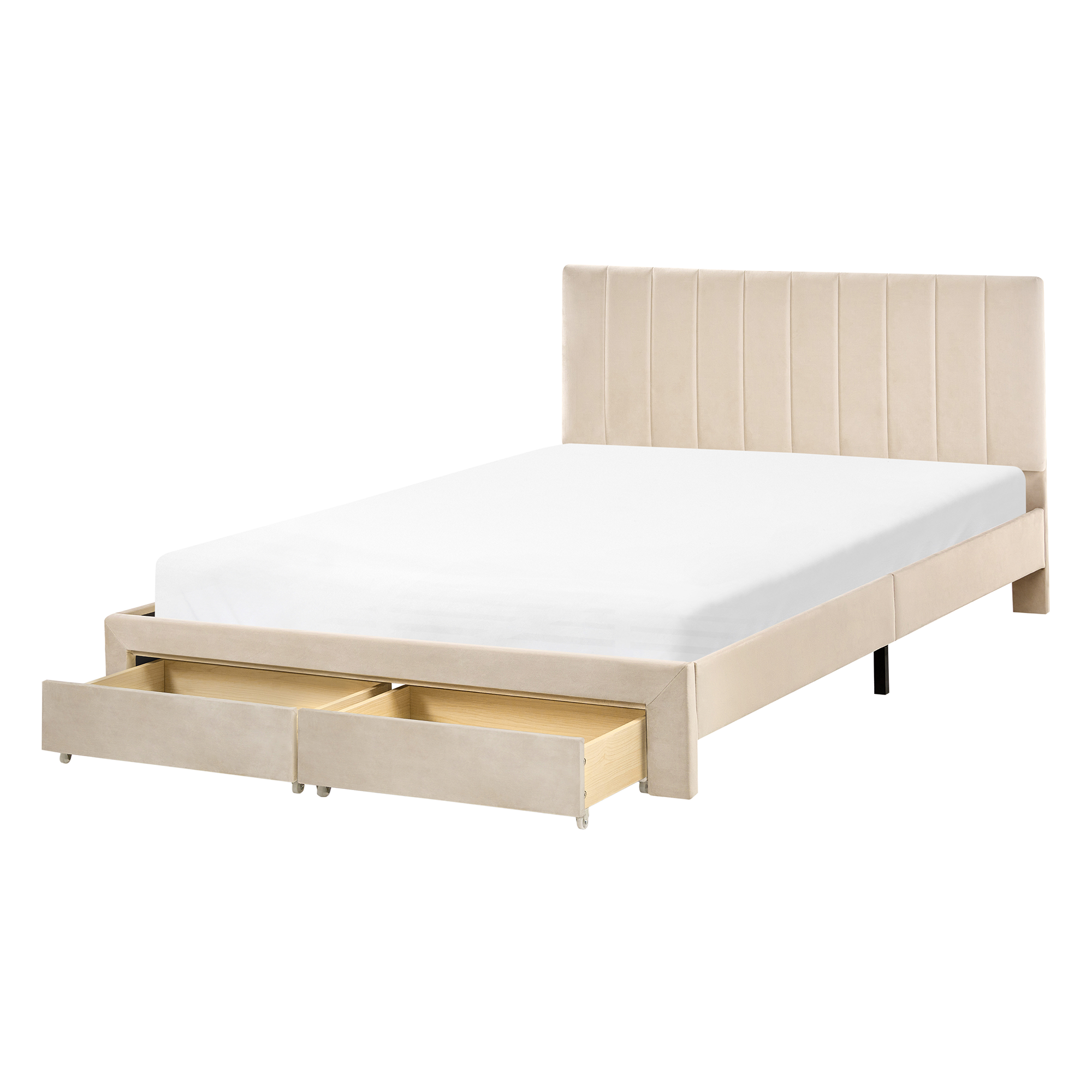 Sänky laatikoilla LONZAC Sametti Beige 140 x 200 cm