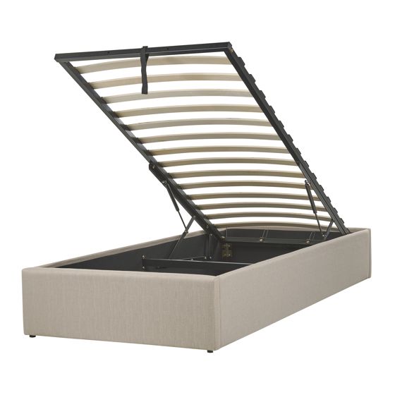 Sänky säilytystilalla kangas DINAN 90 x 200 cm Beige