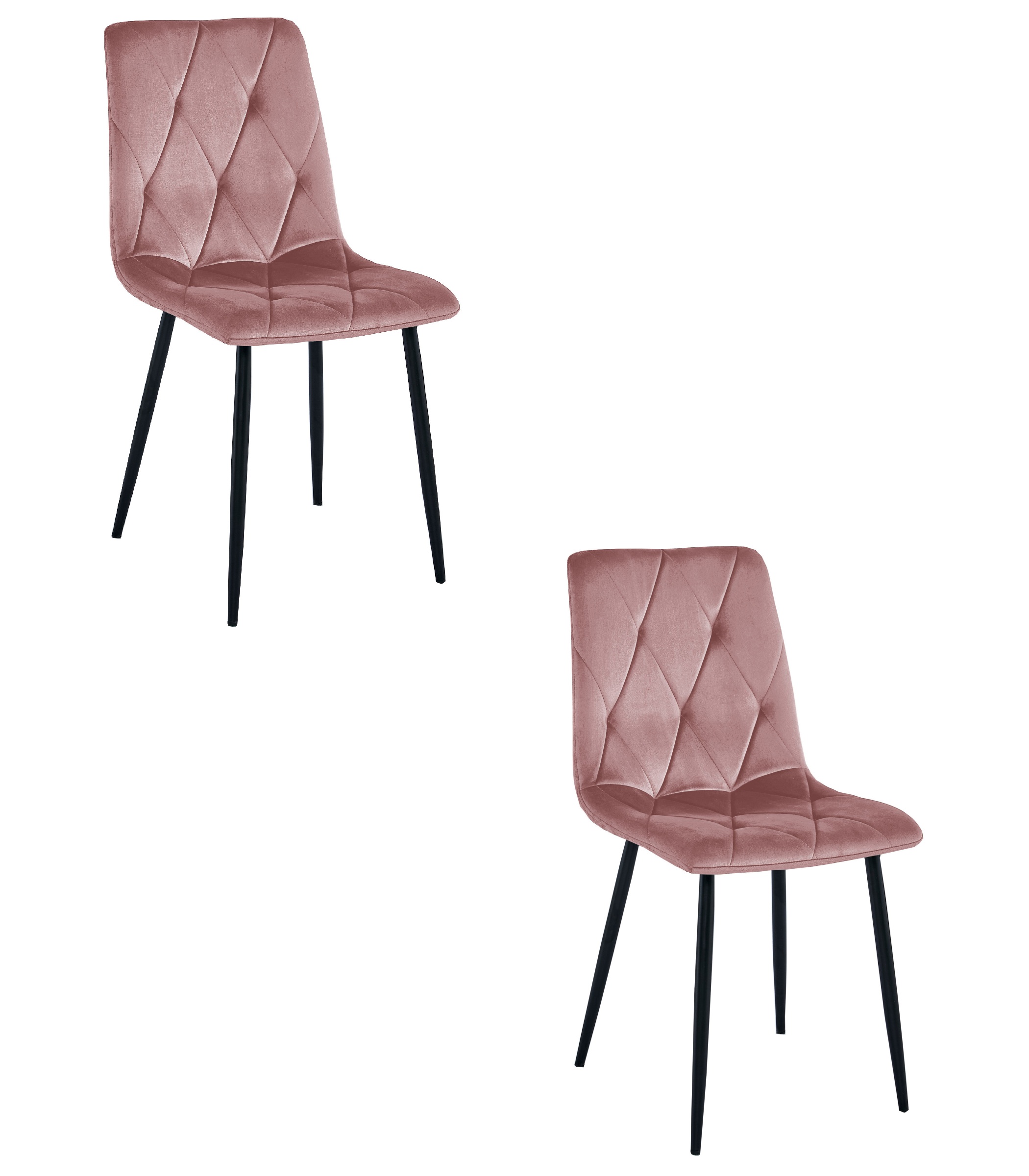 LIBRA-tuoli 2 kpl, vaaleanpunainen sametti, mustat jalat