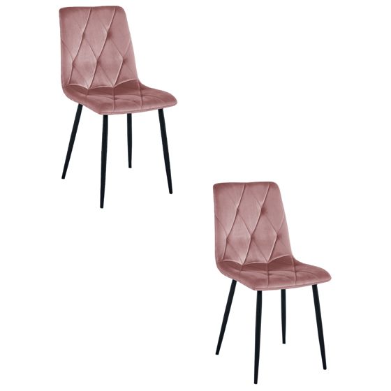 LIBRA-tuoli 2 kpl, vaaleanpunainen sametti, mustat jalat
