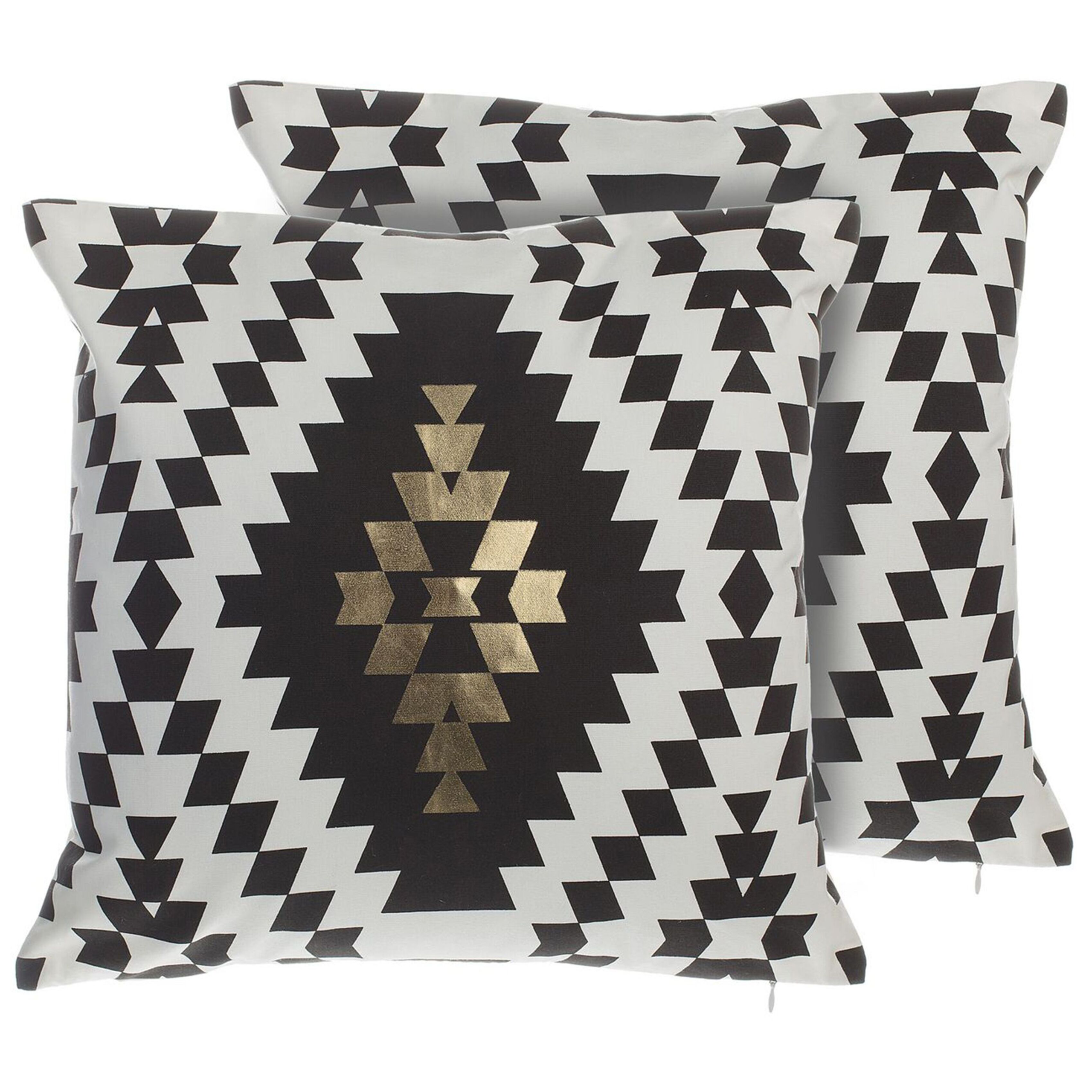 Koristetyynysetti 2 kpl COLEUS 45 x 45 cm Puuvilla Musta Geometrinen kuvio