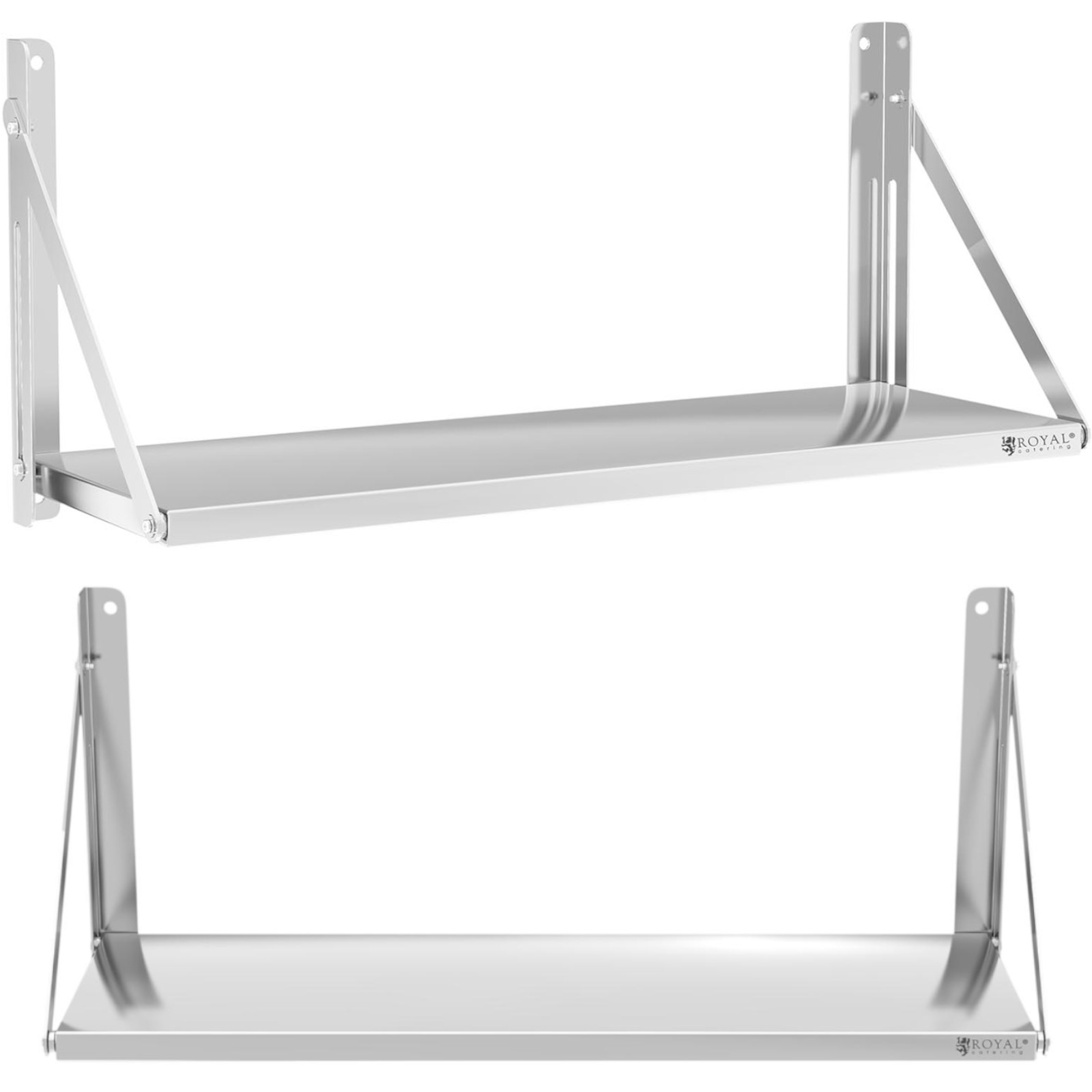 Taittuva ruostumattomasta teräksestä valmistettu seinähylly tarjoilukäyttöön, jopa 40 kg, 100 x 30 cm