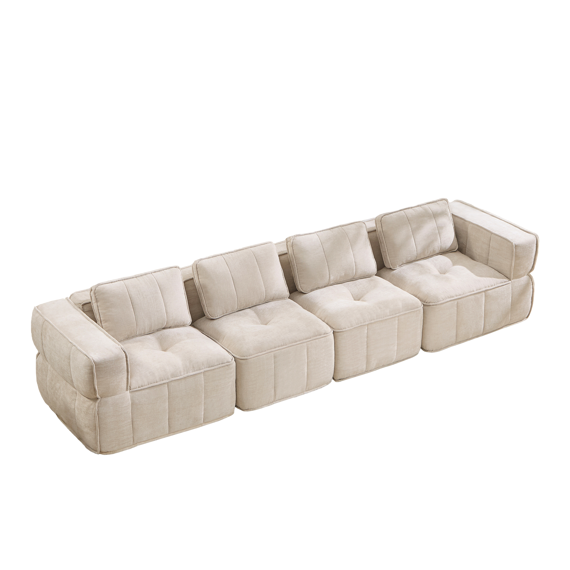 moduulisohva 4-paikkainen beige kangas moderni säilytystilalla varustettu
