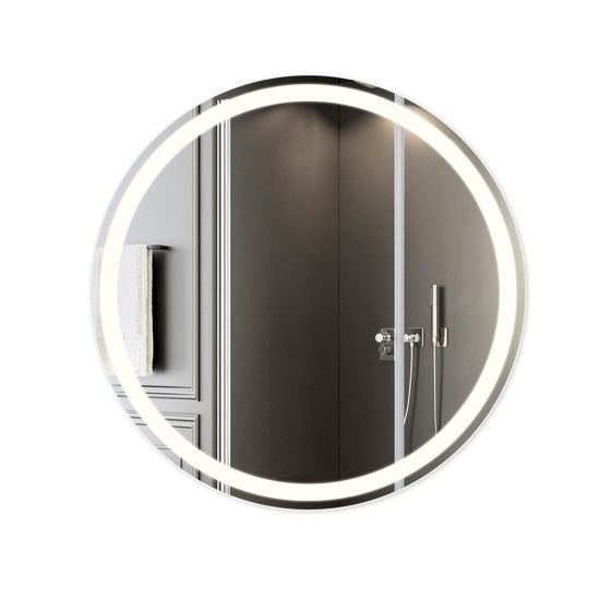 NETTLIFE valaistu kylpyhuoneen peili - pyöreä 60 cm LED, seinäkiinnitys, kosketuskytkin, huurtumaton, IP44, säädettävä 3000K-6500K