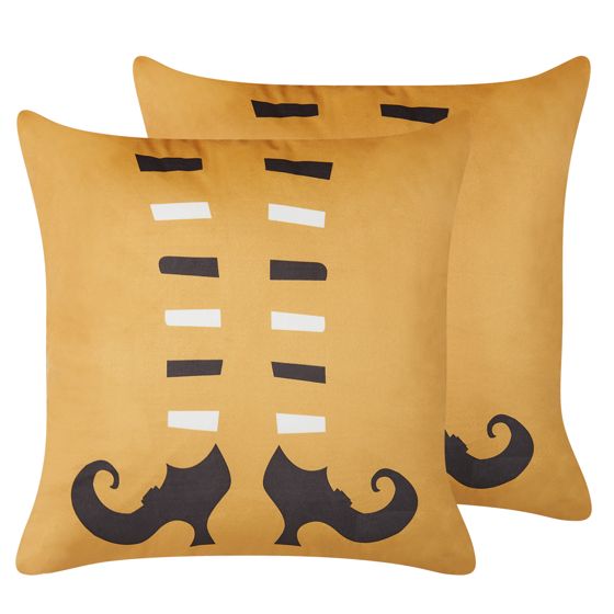 Koristetyynysetti 2 kpl COVASNA sametti 45 x 45 cm Oranssi Abstrakti kuvio