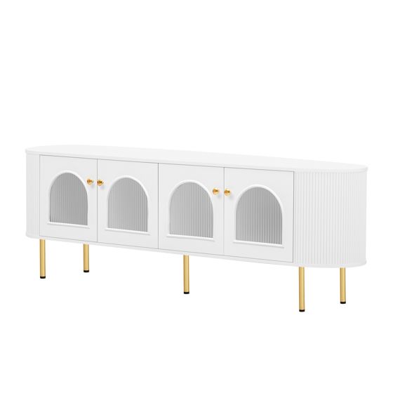 TV-taso 170x35x55 cm valkoinen MDF liukuovilla säilytyksellä