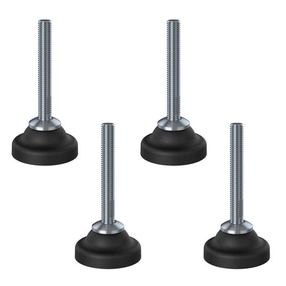 Ruostumaton tasoitusjalka M10x70, 50 mm:n muovialustalla, kantavuus 1400 kg – 4 kpl:n sarja