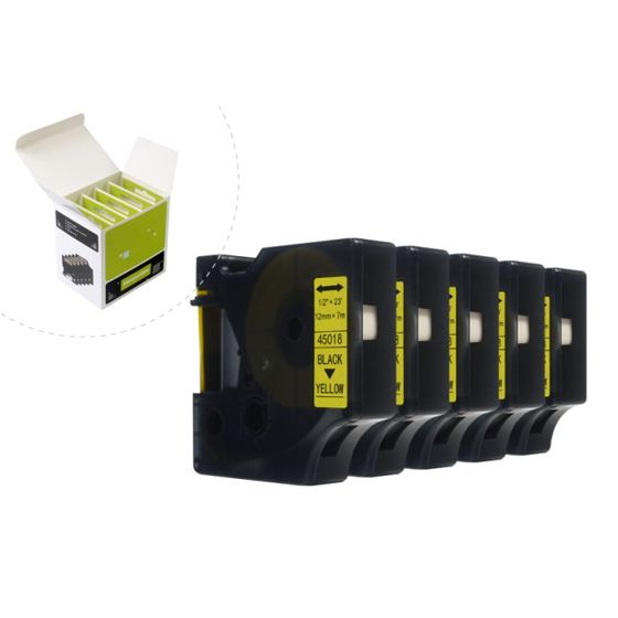 JetWorld Vaihtotarra Dymo D1 Musta Keltaisella Pohjalla 12mm x 7m (5kpl) LM100, LM100+, LM200, LM300, LM400, LM420P, LM350, LM350D, LM360D, LM450D, LM260P, LM120P, LM500TS, LM160, LM210D, LM280, LM150, LM220 (45018) (S0720580)