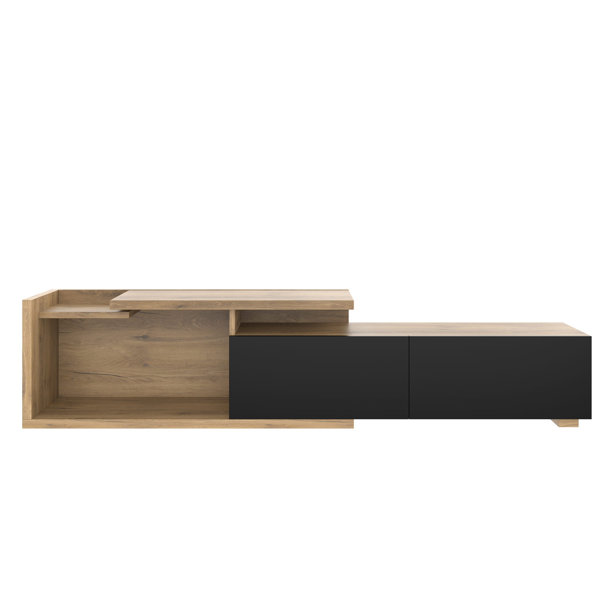 TV-kaappi, jossa on siirrettävä moduuli ja LED-valaistus, joustava 2-in-1-muotoilu