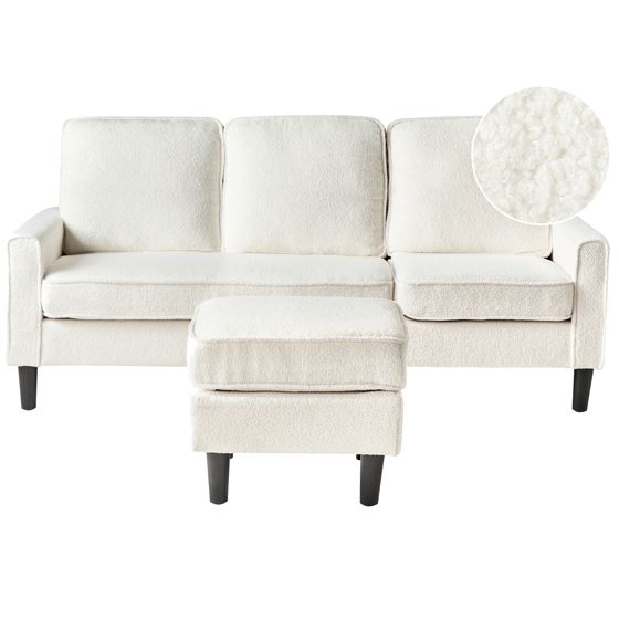 Sohva AVESTA buklee Valkoinen ja rahi 3-istuttava