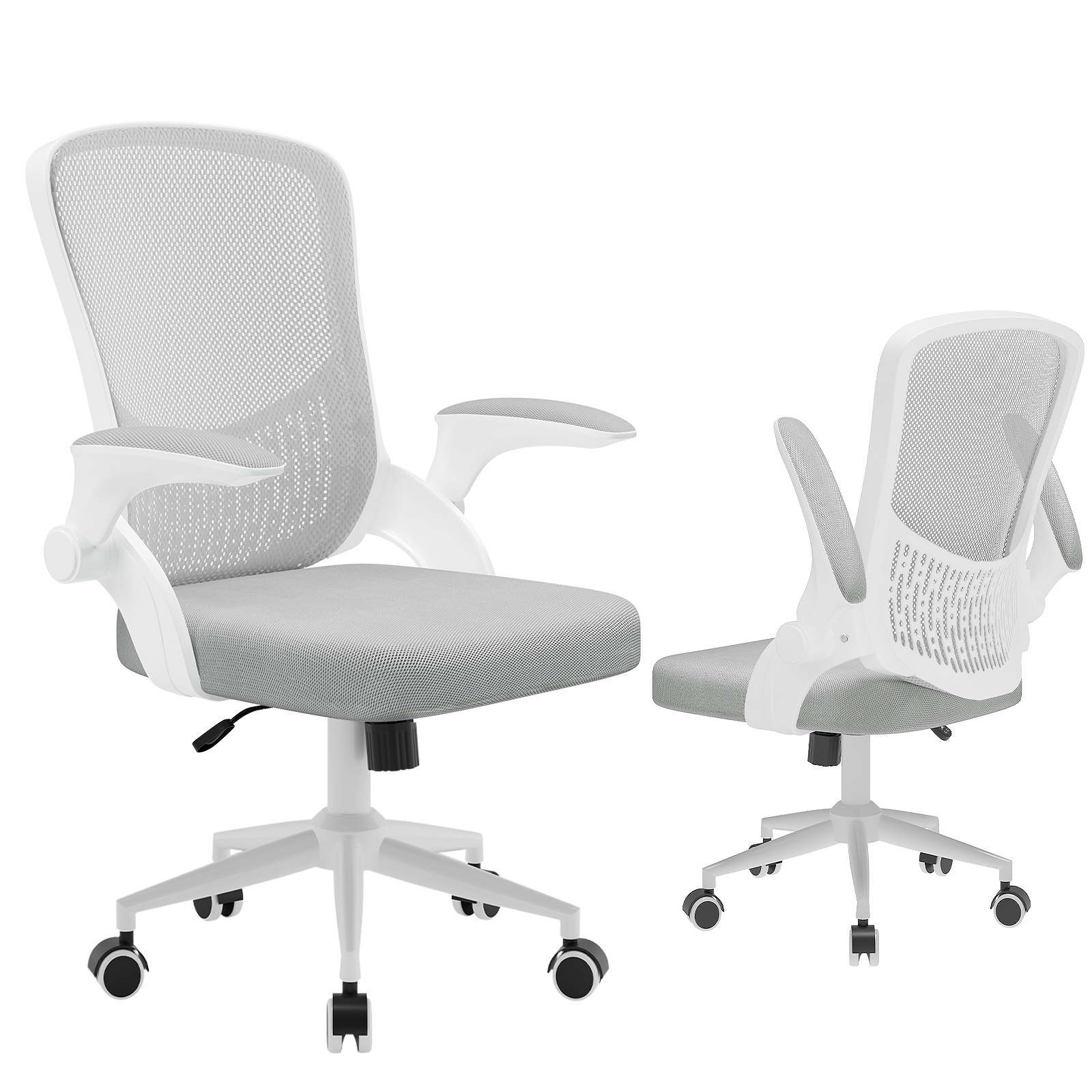 Toimistotuoli N ergonominen säilytystasku selkänojassa taitettavat käsinojat korkeussäädettävä kotitoimistoon harmaa