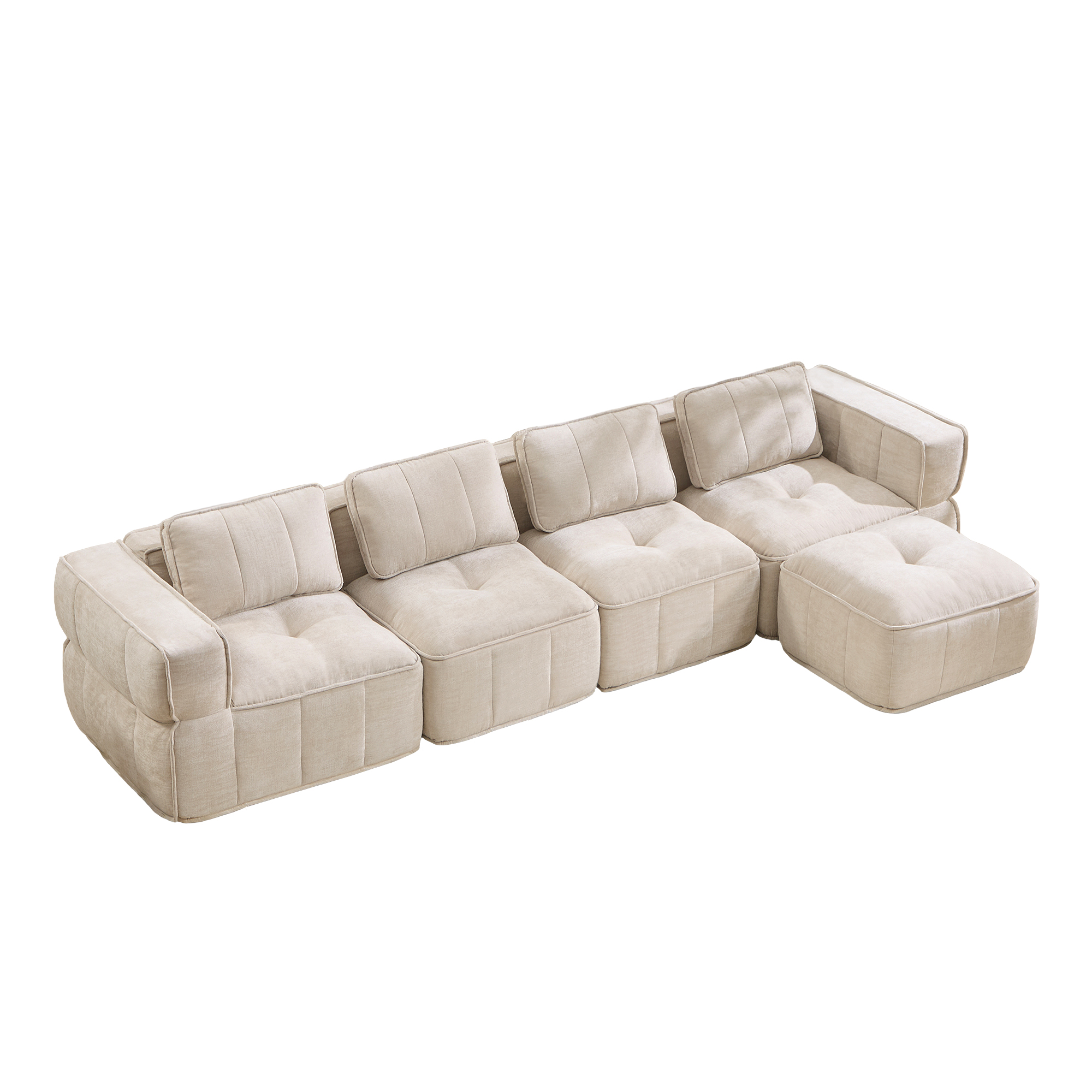 moduulisohva 4-paikkainen beige kangas moderni säilytystilalla varustettu