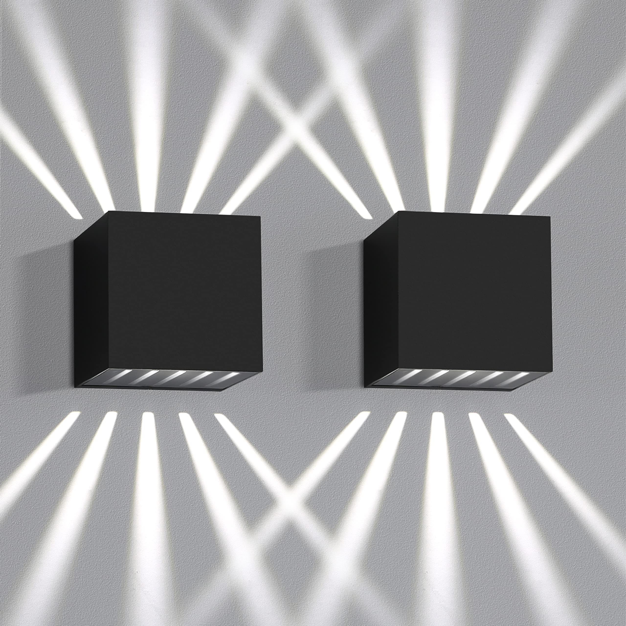 NETTLIFE 2 kpl LED-seinävalaisin sisä- ja ulkokäyttöön - musta ulkovalaisin IP65 vedenpitävä ulkoseinävalaisin 3000K viileä valkoinen ylös alas 10W