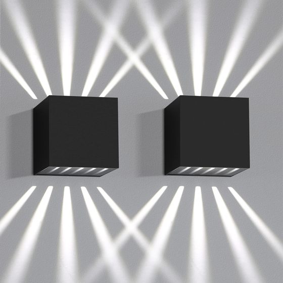 NETTLIFE 2 kpl LED-seinävalaisin sisä- ja ulkokäyttöön - musta ulkovalaisin IP65 vedenpitävä ulkoseinävalaisin 3000K viileä valkoinen ylös alas 10W